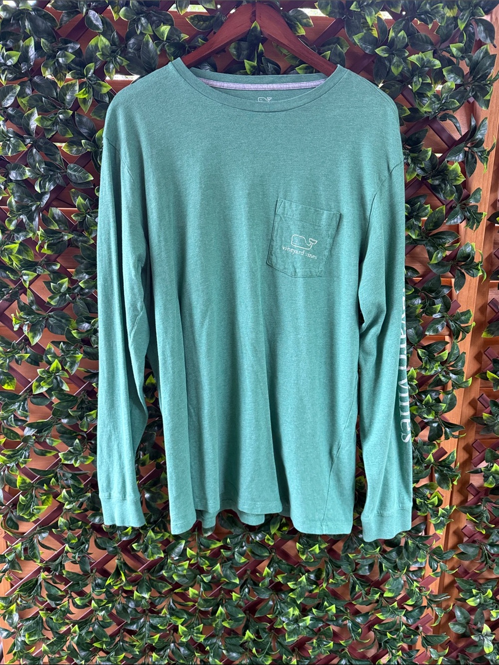 Vineyard Vines Seafoam Green Long-Sleeve Pocket Tee